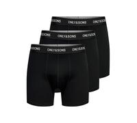 Trunk ONLY & SONS "ONSBASIC SOLID BOXER 3PACK NOOS", Herren, Gr. M, 3 Stk., schwarz detail:schwarz waist weiß logo, Jersey, Obermaterial: 95% Baumwolle, 5% Elasthan, unifarben mit Farbeinsatz, Unterho