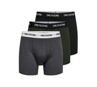 Trunk ONLY & SONS "ONSFITZ SOLID BLACK TRUNK 3PACK NOOS", Herren, Gr. M, 3 Stk., dunkelgrau melange pack:dusty cedar, navy blazer, Jersey, Obermaterial: 95% Baumwolle, 5% Elasthan, meliert, normal, Un