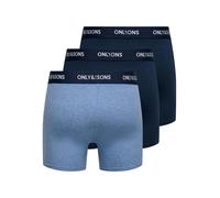 Trunk ONLY & SONS "ONSFITZ SOLID BLACK TRUNK 3PACK NOOS", Herren, Gr. XXL, 3 Stk., medium blau melange pack:mbm, night sky, Jersey, Obermaterial: 95% Baumwolle, 5% Elasthan, meliert, normal, Unterhose