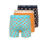 Trunk ONLY & SONS "ONSSUMMER PRINTED BOXER 3-PACK NOOS", Herren, Gr. M, 3 Stk., orange chiffon pack:fruit, Jersey, Obermaterial: 95% Baumwolle, 5% Elasthan, bedruckt, gemustert, unifarben, körpernah, 