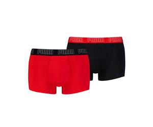 Trunk PUMA "PUMA MEN EVERYDAY BASIC TRUNKS 2P", Herren, Gr. L, bunt (rot, schwarz), Jersey, Obermaterial: 95% Baumwolle, 5% Elasthan, Unterhosen (85734402-L) rot, schwarz