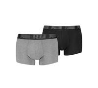 Trunk PUMA "PUMA MEN EVERYDAY BASIC TRUNKS 2P", Herren, Gr. XXL, grau (grau melange, schwarz), Jersey, Obermaterial: 95% Baumwolle, 5% Elasthan, Unterhosen (87970261-XXL) grau melange, schwarz