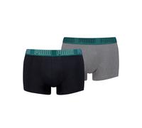 Trunk PUMA "PUMA MEN EVERYDAY TRUNKS 2P", Herren, Gr. M, emerald ice, schwarz, Jersey, Obermaterial: 95% Baumwolle, 5% Elasthan, eng, Unterhosen, mit kontrastfarbigem Webbund (35213328-M) emerald ice,