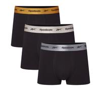 Trunk REEBOK "Hirst", Herren, Gr. M, schwarz with grau, gold, Single Jersey, Obermaterial: 95% Baumwolle, 5% Elasthan, körpernah, Unterhosen, ohne Eingriff, Metallic-Logobund (89071330-M) schwarz with