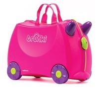 Trunki Der originale Kinderkoffer zum Draufsitzen - 18-L Handgepäck Koffer, befahrbarer Hartschalen Reisekoffer mit Rollen, inklusive Zuggurt/Schultergurt, Pink (Trixie)
