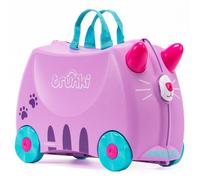 Trunki Handgepäck & Kinderkoffer zum Draufsitzen | Kinder Risen Geschenk für Mädchen & Jungen | Trolley Cassie Katze (Lila), 46 cm