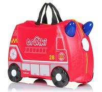 Trunki Handgepäck Und Kinderkoffer zum Draufsitzen | Kinder Risen Geschenk für Mädchen Und Jungen | Trolley Frank Feuerwehrauto (Rot)