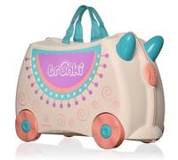 Trunki Handgepäck Und Kinderkoffer zum Draufsitzen | Kinder Risen Geschenk für Mädchen Und Jungen | Trolley Lola das Lama (Creme)