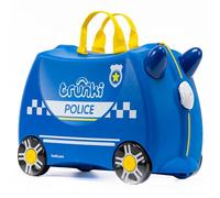 Trunki Handgepäck Und Kinderkoffer zum Draufsitzen | Kinder Risen Geschenk für Mädchen Und Jungen | Trolley Percy das Polizeiauto (Blau)