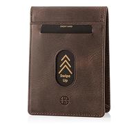 TRUSADOR Trento Geldbörse für Herren, schmal, Kreditkartenfächer, Leder, RFID-blockierend, klein, dünn, Herren-Geldbörse, Bifold, minimalistische Vordertasche, Geschenkbox, Braun, Mit Münzfach