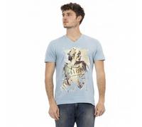 TRUSSARDI Action Herren Conqueror V-Ausschnitt T-Shirt Hellblau 2AT108007 2XL