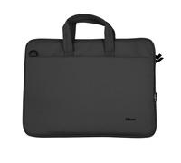 Trust Bologna Slim Laptop Eco Tasche bis 16 Zoll aus Recyceltem Kunststoff, mit Schultergurt, Nachhaltige Umhängetasche für Reisen, Business, Büro, Schule - Schwarz