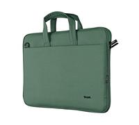 Trust Bologna Slim Laptop Eco Tasche bis 16 Zoll aus Recyceltem Kunststoff, mit Schultergurt, Nachhaltige Umhängetasche für Reisen, Business, Büro, Schule - Grün