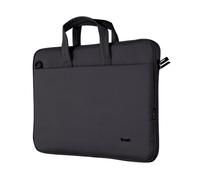 Trust Bologna Slim Laptop Tasche bis 16 Zoll mit Schultergurt, Schwarz | Umhängetasche für Reisen Business Büro Schule