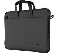 Trust Bologna Slim Laptop Tasche bis 16 Zoll mit Schultergurt, Schwarz | Umhängetasche für Reisen Business Büro Schule