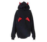 TS-247 Schwarz Fledermaus 3D Flügel Satanshorn Kapuzen Hoodie Sweatshirt Goth
