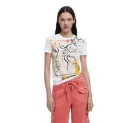Desigual Damen 25SWTKAC T-Shirt, White, L
