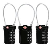 TSA Gepäckschlösser [3 Stück] [Aufgerüstet] Diyife 4-stellige Kombination Sicherheitsschloss Reiseschloss, Mit 14 cm Flexiblem Kabel Für Koffer Gepäck Rucksack Schul oder Gym Kabinett, usw. (Schwarz)
