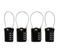 TSA Gepäckschlösser [4 Stück] [Aufgerüstet] Diyife 4-stellige Kombination Sicherheitsschloss Reiseschloss, Mit 14 cm Flexiblem Kabel Für Koffer Gepäck Rucksack Schul oder Gym Kabinett, usw. (Schwarz)