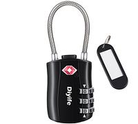 TSA Gepäckschlösser, Diyife 3-stelliges Sicherheitsschloss, Kombinationsschlösser, Codeschloss für Reisekoffer Gepäcktasche Etui etc. (Schwarz, 1 Stück)