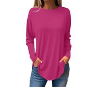 tsaChick Ausgefallene Tunika Sale Angebote Damen Shirt Women Lässige Tailliert Rundhalsausschnitt Sweatshirt Damen Ohne Kapuze Solide Longsleeve WeißE Bluse GüNstig LTF20