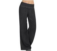 TsaChick Baggy Jeans Y2k Damen Stretch Lässig Hohe Taille Gerades Jeggings Kompressionshose Capri Sommer Loose High Waist Xs Pull On NZC55