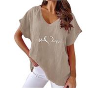 tsaChick Basic Top Damen Sale Bluse Weiß Damen T-Shirt Sommer Tank Top Damen Sexy Kurzarm V Neck Basic EKG Baumwolle Leinen Loose Fit Damen Unterhemd Baumwolle BXQ79