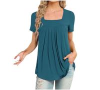 tsaChick Bluse Damen Elegant Einfarbig Bequeme Lässige Spreizkragen Kurzarm Tops Retro Classic Oberteile Damen Sommer Lose Bequeme schicke weiß Trachtenbluse Casual 2024 Neu X1676