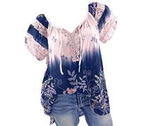 tsaChick Bluse Damen Kurzarm Sale Angebote WeißE Bluse Damen Floral Lace Sommer Stretch Crop Top Hollow Out Rundhals Short Sleeve Blusenshirt Damen Kostüm-Oberteile für Erwachsene DXA36