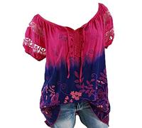 tsaChick Bluse Damen Kurzarm Sale Angebote WeißE Bluse Damen Floral Lace Sommer Stretch Crop Top Hollow Out Rundhals Short Sleeve Blusenshirt Damen Kostüm-Oberteile für Erwachsene DXA36