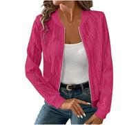 tsaChick Bomberjacke Damen Kurze Blouson Jacke Leichte Casual Sommerjacke Pilotenjacke Langarm Übergangsjacke Outwear Reißverschluss Baseball Jacke Damen Herbst Sweatjacke Coat