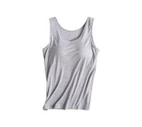 tsaChick Camisole Top Damen Basic Tank Top mit integriertem BH Mieder Slim Fit Weste gepolstertes Unterhemd BH Hemd U-Ausschnitt Bauchweg Shapewear Top Trägertop Body Shaper Spaghettiträger Oberteil