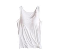 tsaChick Camisole Top Damen Basic Tank Top mit integriertem BH Mieder Slim Fit Weste gepolstertes Unterhemd BH Hemd U-Ausschnitt Bauchweg Shapewear Top Trägertop Body Shaper Spaghettiträger Oberteil