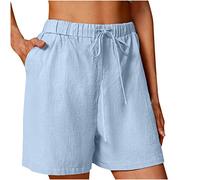 tsaChick Cargohose Damen Baggy Angebote Sommerhose Damen Leicht Kurz Baggy Freizeithose Weich Solid Baumwolle Leinen Wide Leg Jogginghose Damen Lang Pull On Hoher Taille Activewear-Hosen KZD7