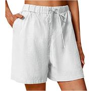 tsaChick Cargohose Damen Baggy Angebote Sommerhose Damen Leicht Kurz Baggy Freizeithose Weich Solid Baumwolle Leinen Wide Leg Jogginghose Damen Lang Pull On Hoher Taille Activewear-Hosen KZD7