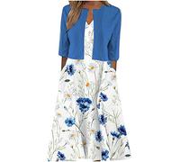 tsaChick Damen 2 teiliges Jackenkleid Cami Kleid mit halbe Ärmel Strickjacke Tops with Taschen Mock Dress Tank Kleid Rock Set Elegant Abendkleid Cocktailkleid Retro Bleistiftkleid Party S-XXL