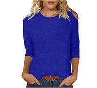 tsaChick Damen Hemdbluse Sale Angebote Rundkragen 3/4 Ärmel Freizeit Oberteile Women's Langarmshirt MäDchen 104 Slim Solide Overall T-Shirts für Damen Blusenkleid Damen Winter Schwarz LTC32
