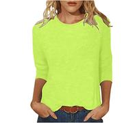 tsaChick Damen Hemdbluse Sale Angebote Rundkragen 3/4 Ärmel Freizeit Oberteile Women's Langarmshirt MäDchen 104 Slim Solide Overall T-Shirts für Damen Blusenkleid Damen Winter Schwarz LTC32