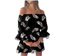 tsaChick Damen-Minikleid mit V-Ausschnitt, floral bestickter Spitze, Brautjungfer, Hochzeitsgast, Cocktailparty, Kurze Kleider one Schulter Kleid Damen Black M 36