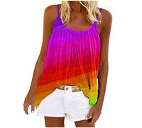 tsaChick Damen Top Sale Angebote Weisse Blusen Damen Rundhalsausschnitt Sommermode Ohne Ärmel Unterhemd Locker Damen Steppweste Gradientenfarbe Tanktops & Träger-Tops für Damen BXT84