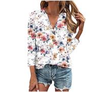 tsaChick Damen Tshirt Sommer Oversize Shirt Damen V-Ausschnitt Glitzer Shirt Damen Festliches Outfit Damen 3/4 Ärmel Tshirt Mädchen Bluse Weiß Damen T-Shirt Damen Schwarz Athletisch 2024 Neu C6810