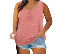 tsaChick Damen Tshirt Sommer Weißes T-Shirt Damen Ärmellos Fledermaus Shirt Damen Tshirt Mit Breitem Bund V-Ausschnitt T Shirt Mit Gummizug Am Bund Damen Shirtkleider Damen 2024 Neu D2799