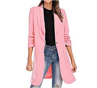 tsaChick Long Blazer Für Damen Women's Seven Split Sleeve Lange Tasche Mantel Blazer Strickjacke Schwarz Damen