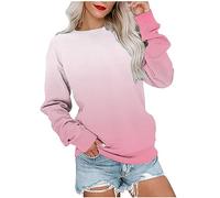tsaChick Longbluse Damen Damenmode Sale Rundhalsausschnitt Oberteil Flanellbluse Damen Lässig Weit geschnitten Blusenbody Damen Rot Long Sleeve Farbverlauf Frauen LTH44