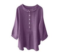 tsaChick Longshirt Damen Muskelshirt Damen Einfarbig Lässige T-Shirt Schwarz Weiße Bluse Kläppchenkragen 3/4 Ärmel Sommertop Für Damen Königsblau Damen Kleidung Sommer Arbeit 2024 Neu D10451