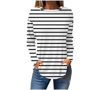 tsaChick Longtops Damen Lang Sale Angebote Damen Rundhals Long Sleeve Entspannte Passform Hemd Freizeit Streifen Hemdblusenkleid Damen Teenager Mädchen Blusenkragen Einsatz Damen GrüN LTI6