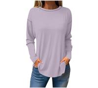 tsaChick Longtops Damen Lang Sale Angebote Damen Rundhals Long Sleeve Lockere Passform Langarmshirt Casual Einfarbig Schlupfbluse Damen Langarm Lady Hemdblusenkleid Damen Elegant LTI12