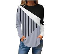 tsaChick Longtops Damen Lang Sale Angebote Damen Rundhalsausschnitt Longsleeve Loose Fit Sweater Lässige Geometrisch Hippie Oberteil Damen Hemdblusenkleid Damen Lang LTI7