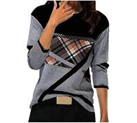 tsaChick Longtops Damen Lang Sale Angebote Damen Slim Tee Rundkragen Bikini Oberteil GroßE BrüSte Elegant Longsleeve Hemd Damen Schwarz Muster LTE54