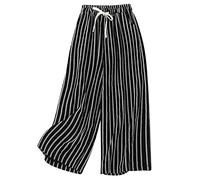 tsaChick Palazzo Hose Damen Sale Leinenhose Damen Sommer Vintage Freizeithose Einfarbig Loose Fit Leinen 7/8 Wide Leg Sweatpants Women Grey High Waist Straight Leg Sport-Jogginghosen Pull On KZG42